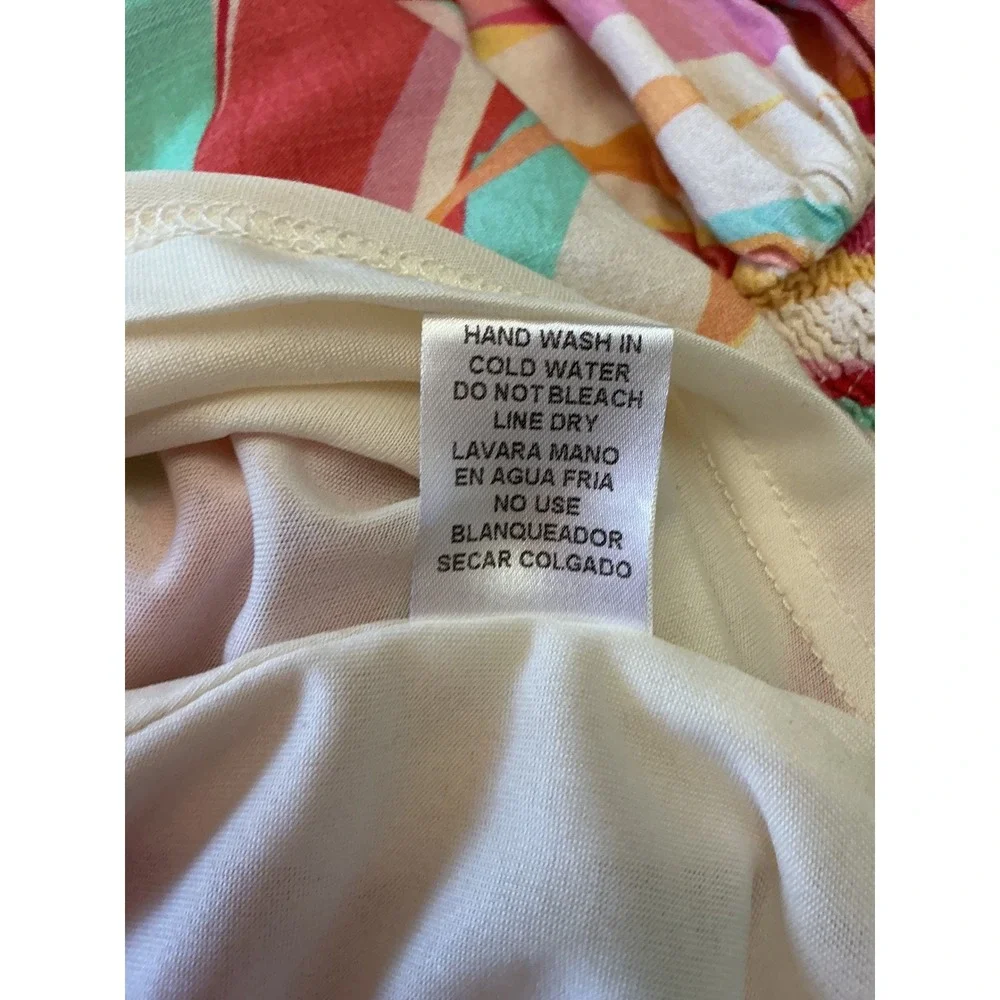 Entro Womens Large Abstract Stripe Babydoll Mini Dress Button Front Tunic D22584